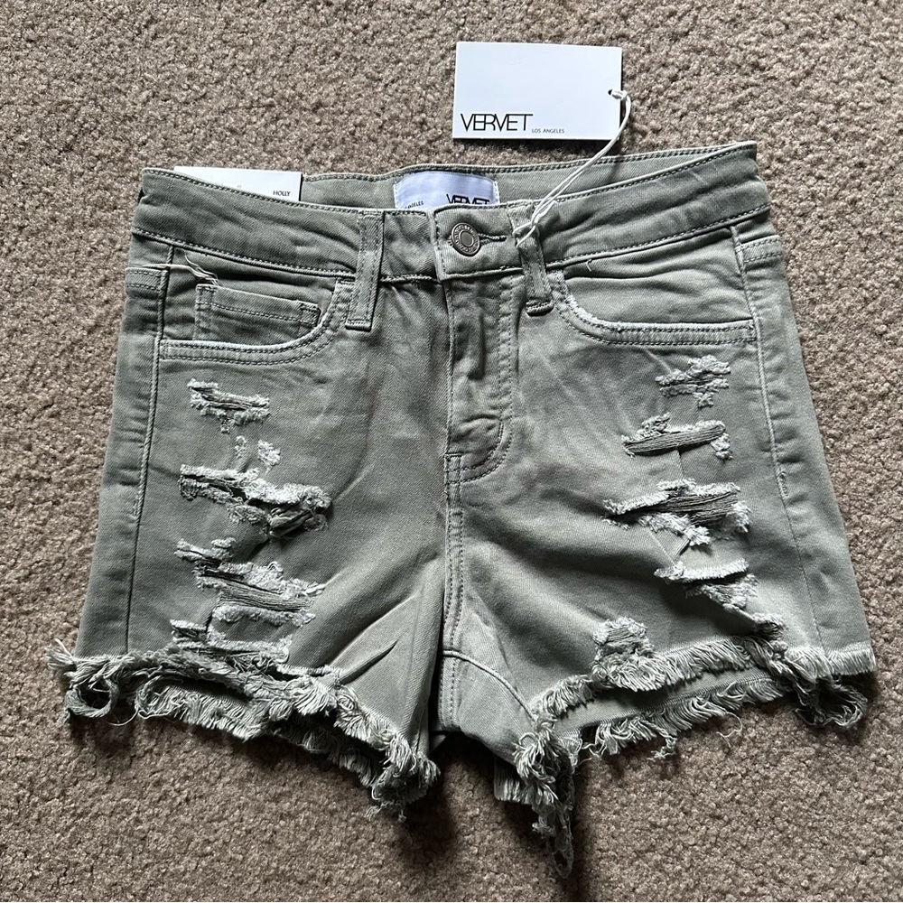 Vervet Distressed Frayed Hem Jeans Shorts Sz XS V2244